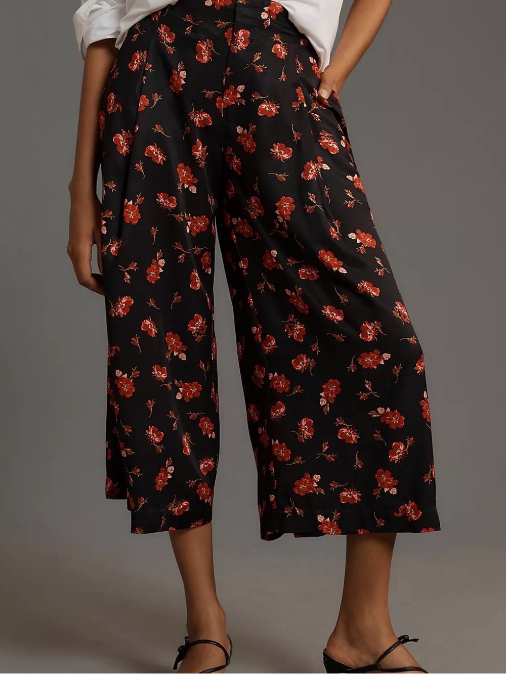 Maeve by Anthropologie High-Rise Printed Crop Wide-Leg Culottes Pants - Size XL